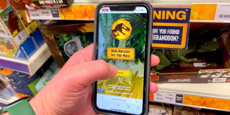 Phone accessing an AR experience in a store